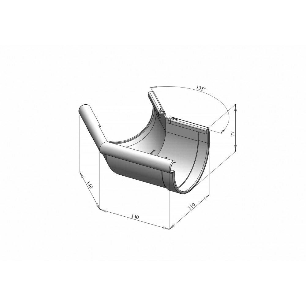 Угол желоба наружный 135° (RAINWAY 90) графитовый Угол желоба наружный 135° (RAINWAY 90) графитовый